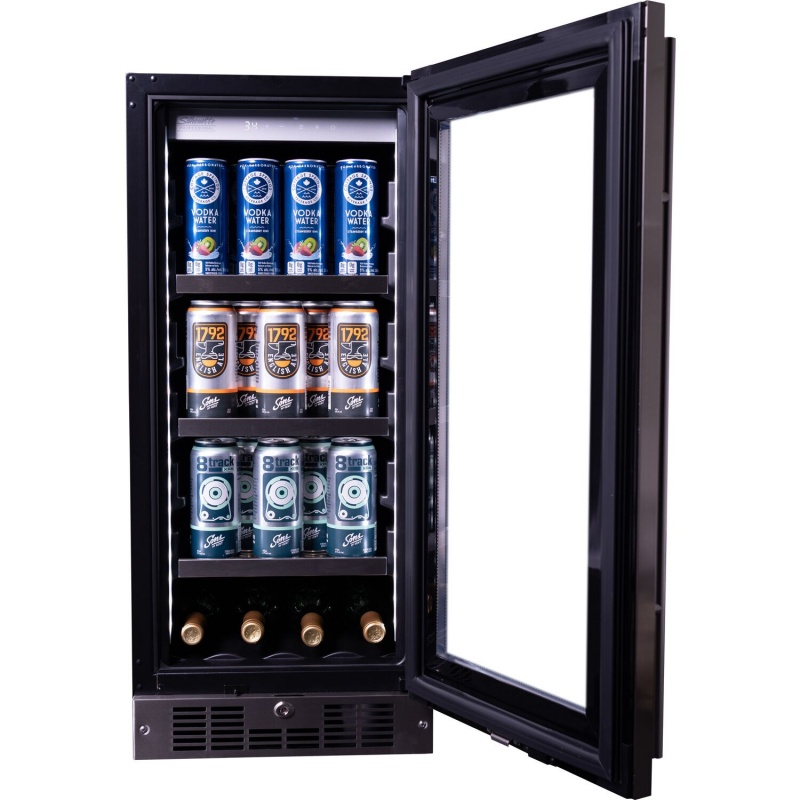 Silhouette Integrated Beverage Center, Holds 7 Bottles Of Wine & 66 Cans - Black/Stainless