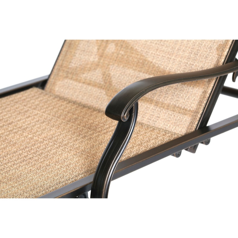 Monaco 2Pc Sling Chaise Lounge Chairs - Aluminum/Tan