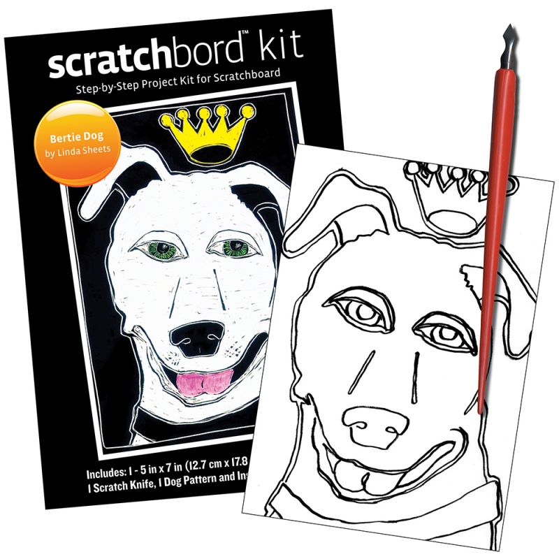 Scratchbord Project Kit: Bertie Dog