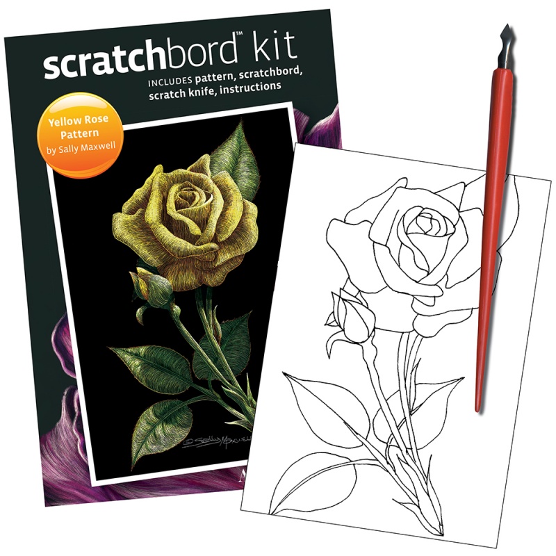Scratchbord Project Kit: Yellow Rose