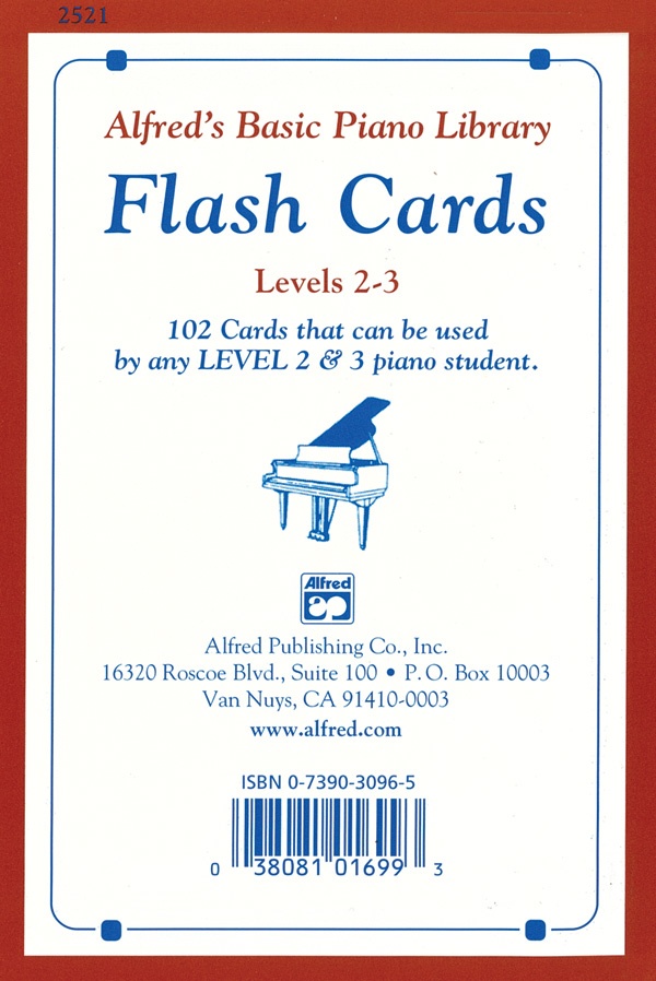 Alfred's Basic Piano Library: Flash Cards, Levels 2 & 3 102 Cards That Can Be Used By Any Level 2 & 3 Piano Student Flash Cards