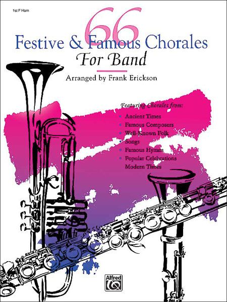 66 Festive & Famous Chorales For Band Book - Horn in F Concert Band Music
