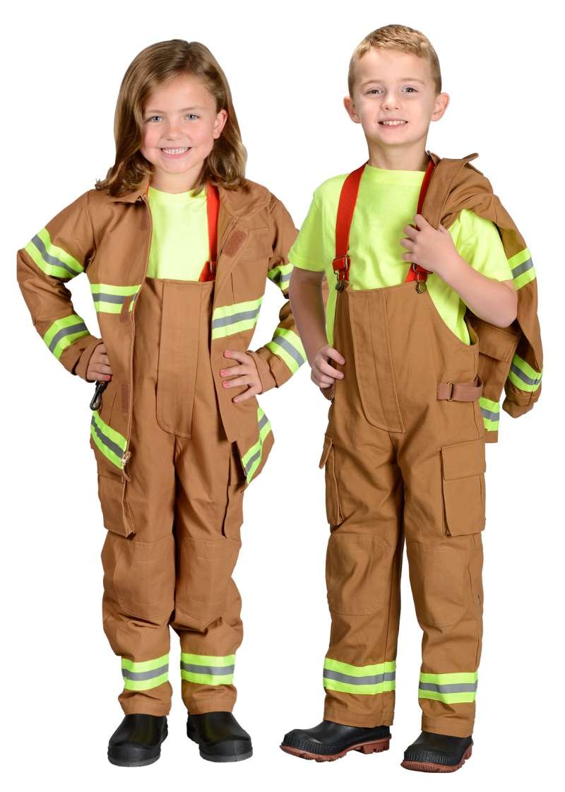 Firefighter Suit Size 4/6 - 32-50 Lbs, Height 35-44" Tan