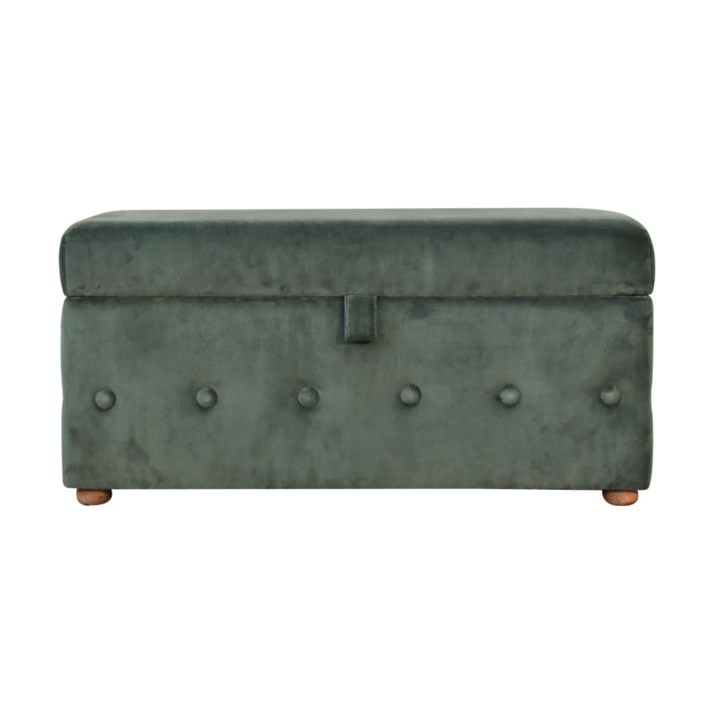 Emerald Velvet Lid-Up Ottoman