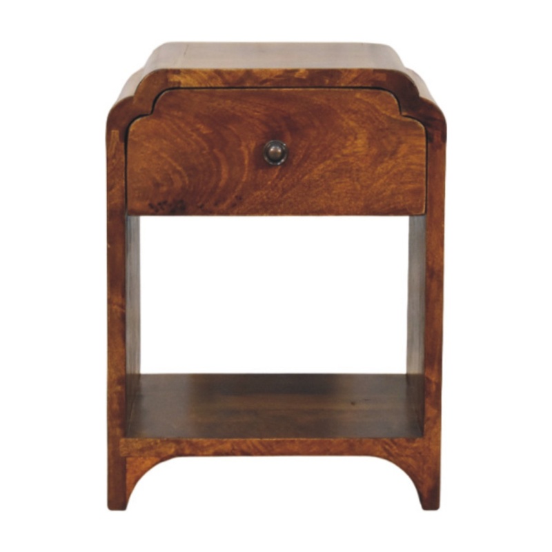 Newton Mini Chestnut Nightstand With Drawer and Open Shelf