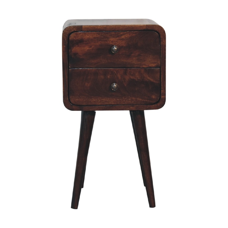 Mini Walnut Curved Nightstand