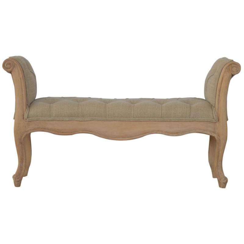 Carved French Style Mud Linen Bench