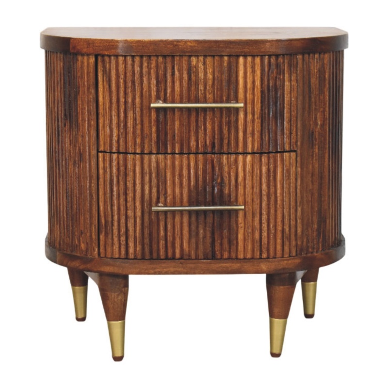 Ribbed Bedside With Brass Handles