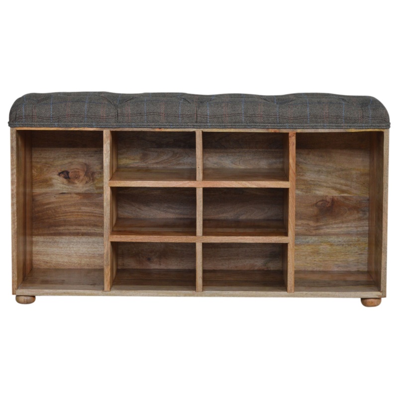 Multi Tweed Open Shoe Storage Bench