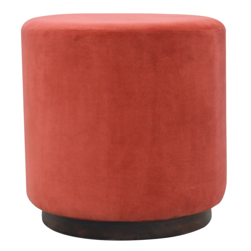 Large Brick Velvet Wooden Footstool