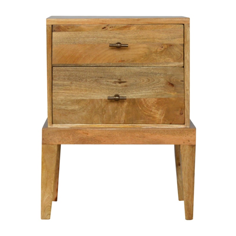 Solid Wood Nightstand With T-Bar Knobs