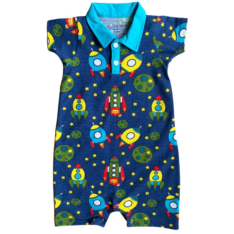 Annloren Spaceship Short Sleeve Baby Toddler Boys Romper