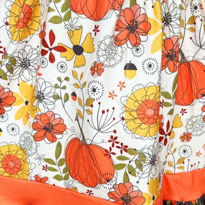 Al Limited Girls Autumn Pumpkin Floral Cotton Knit Fall Long Sleeve Dress