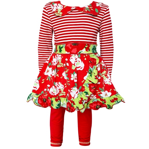 Buy Annloren Little & Big Girls Boutique Red Christmas Floral Holiday Dress  Legging Set Online