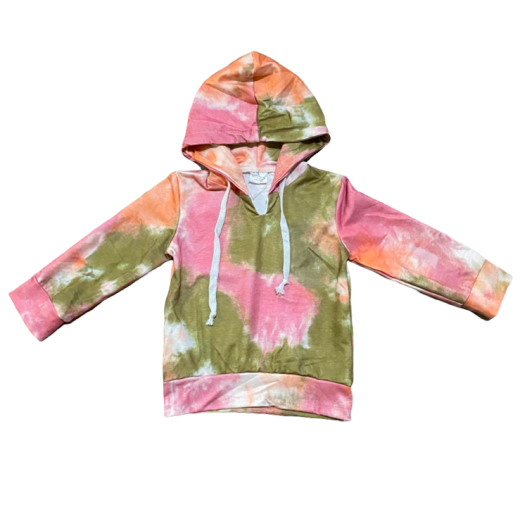 Girls Boutique Pink Green Tie Dye Hoodie Sweatshirt Top - Annloren