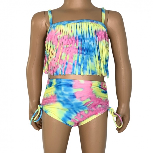 AnnLoren Al Limited Girls 2 Piece Pastel Tie Dye Tankini Swimsuit