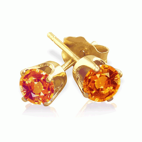 1 Carat Padparadscha Sapphire Earrings in 14K White or Yellow Gold