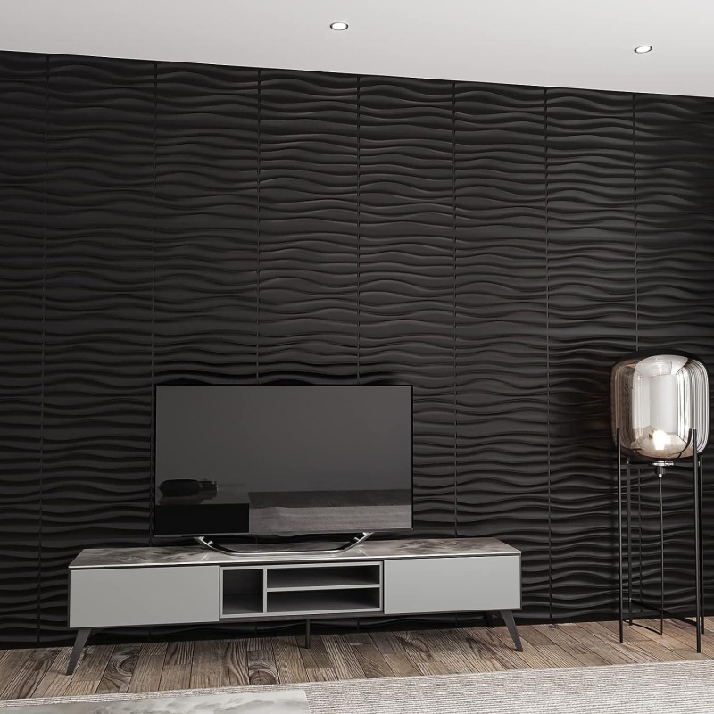 Plastic 3D Wall Panel Pvc Wave Wall Design, White, 12 Tiles 32 Sf