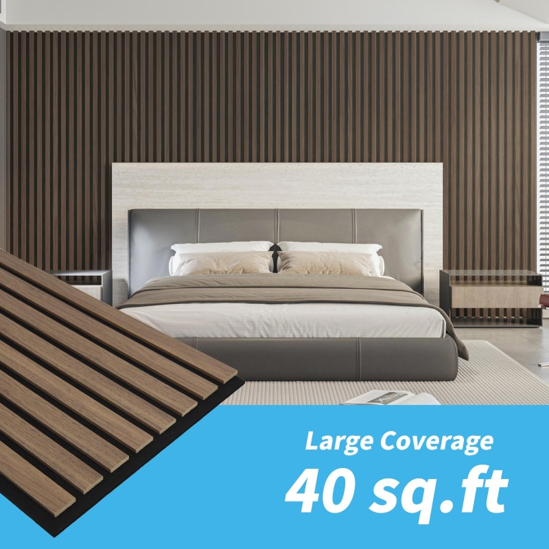 A31732dw20-Textured Wood-Look 3D Wall & Ceiling Tiles Noise Insulating Mdf Grille Design, Deep Walnut, Walnut, Oak, Gray Oak, Modern Wall Decor, Sturdy Panels, Acoustic Panels, Wood Grain Panels, Commercial Spaces-20-Panels-40 Sq.Ft. Coverage, 24" X 12" Each
