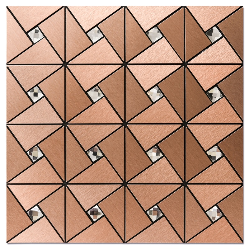 A16122p10-Art3d 10-Sheet Peel And Stick Backsplash Metal Mosaic Tiles For Kitchen Wall Decor, Stick On Aluminum Composite Tiles Stikers, Copper Windmill Puzzle Glass Mixed