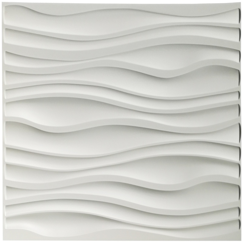 Pvc Wave Board Textured 3D Wall Panels, White Wave, 12 Tiles 32 Sf