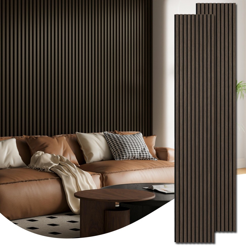 A31411aw-Art3d 16''X104'' Wood Slat Wall Paneling For Interior And Ceiling Decoration,Pack Of 2,Amercian Walnut