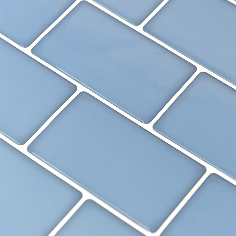 Art3d 11.8" X 11.8" Peel And Stick Backsplash Tiles For Kitchen, Shiny Light Blue