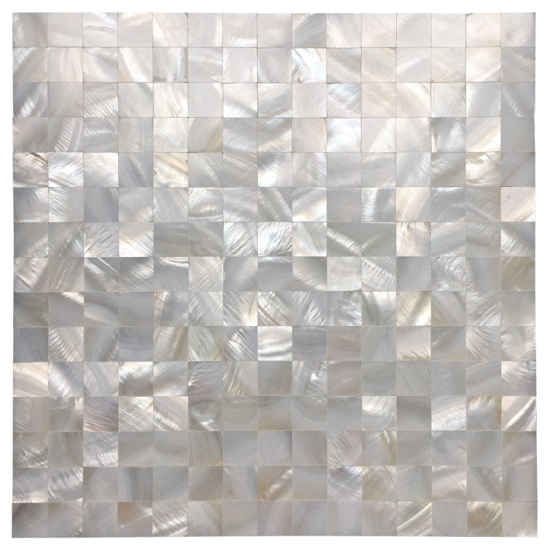 Peel And Stick Mother Of Pearl Shell Mosaic Tile, 12"X12"