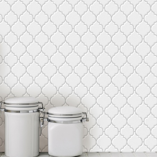 A17066 - 10 Sheets Peel And Stick Tile Backsplash For Kitchen White Arabesque Backsplash Tile
