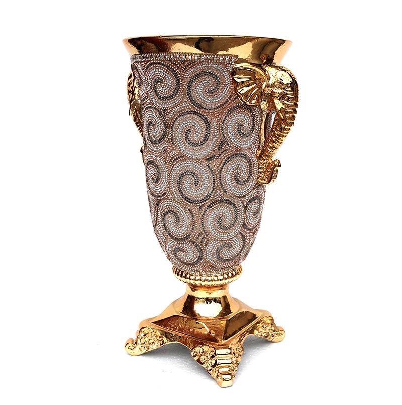 Ambrose Gold Plated Crystal Embellished Ceramic Vase (9 In. X 8 In. X 15 In.)