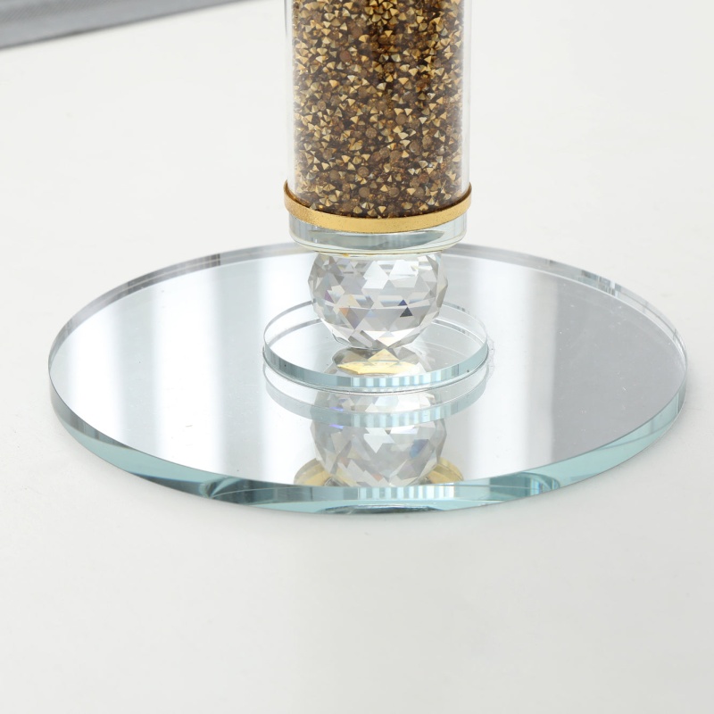 Ambrose 7 Candles Holder With Pendants, Gold Crushed Diamonds Glass