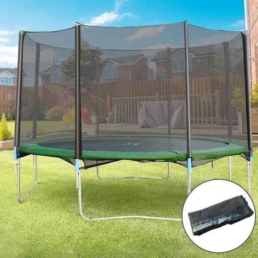 Soozier 12Ft Trampoline Net Enclosure Trampolining Bounce Safety Accessories W/ 8 Poles (Net Enclosure Only), Black