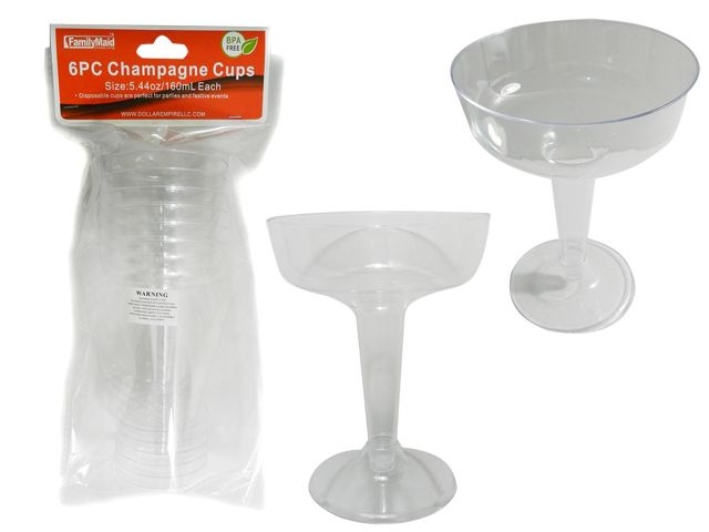 48 Pieces 6 Piece Plastic Champagne Glasses - Party Paper Goods