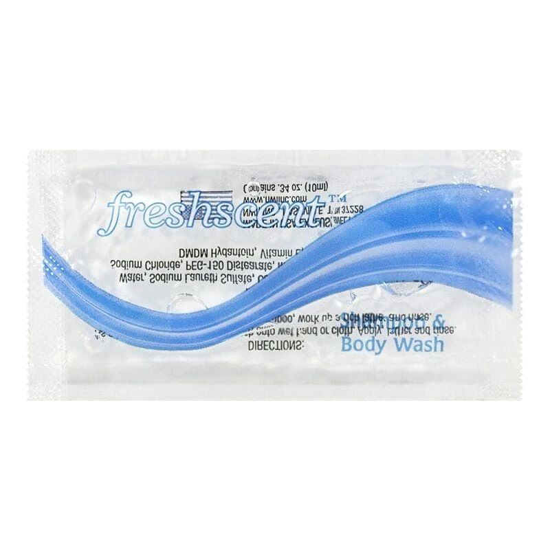 300 Pieces Freshscent Shampoo & Body Wash - 0.34 Oz. Packet - Hygiene Gear