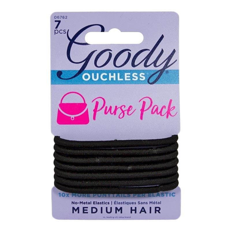 3 Packs Travel Size Ponytail Holders Ouchless Black Ponytails Card Of 7 - Ponytail Holders