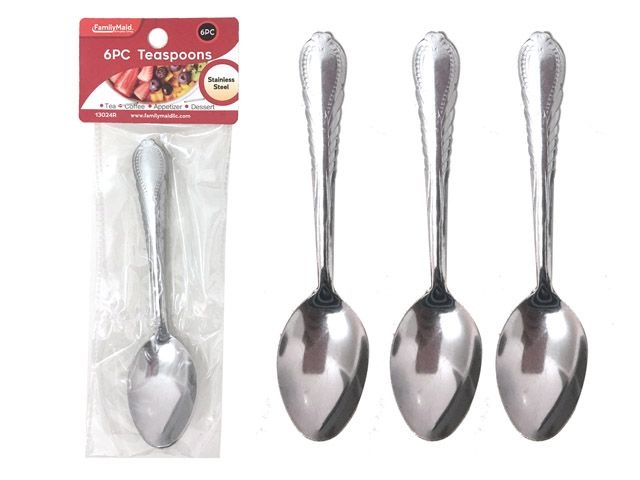 96 Pieces 6 Piece Stainless Steel Teaspoons - Kitchen Cutlery