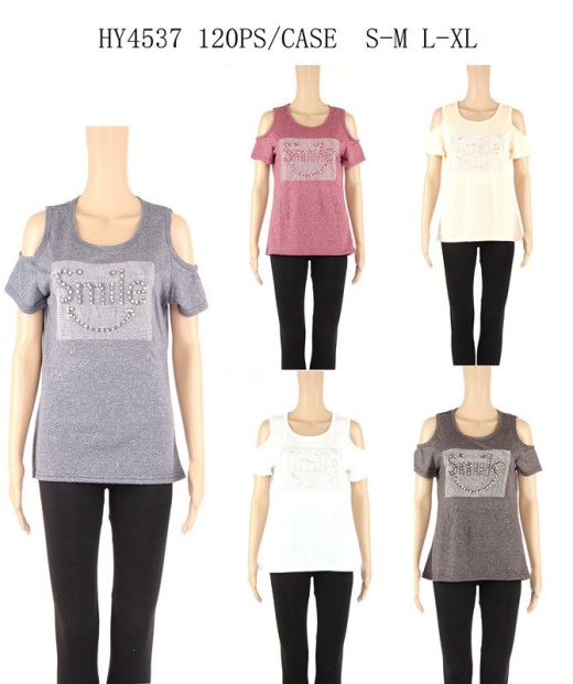 24 Pieces Womens Summer Smile Printed Tee - Women's T-Shirts