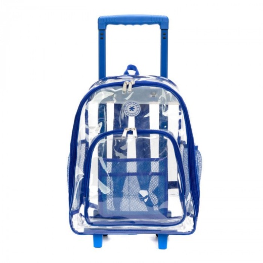 8 Pieces Wheeled Deluxe See Through Clear Backpack - 17" Backpacks
