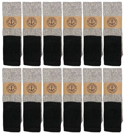 120 Pairs Men's Black Thermal Boot Sock, Size 10-15 - Mens Thermal Sock