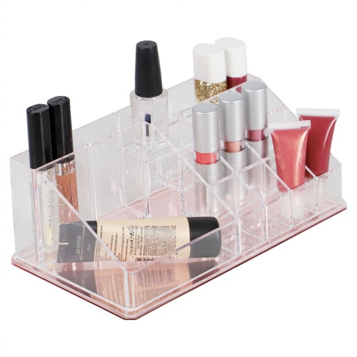 12 Pieces Home Basics Large 16 Compartment Cosmetic Organizer With Rose Bottom - Cosmetic Cases