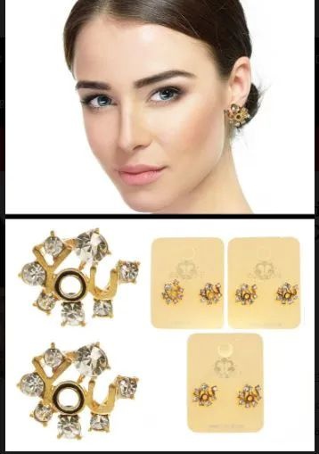 36 Pairs You Stud Earrings With Crystal Accents Gold Tone And Multi Color - Earrings