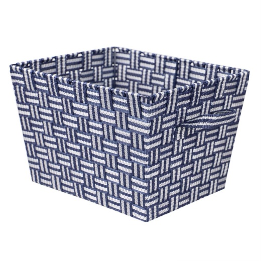 6 Pieces Home Basics Striped Medium Woven Strap Open Bin, Blue - Storage & Organization