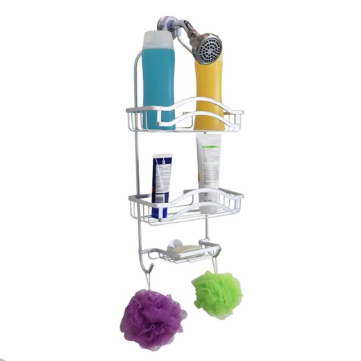 6 Pieces Home Basics Double Wave 2 Tier Aluminum Suction Shower Caddy