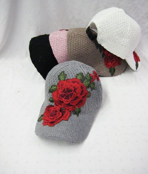 36 Pieces Rose Print Baseball Cap - Baseball Caps & Snap Backs