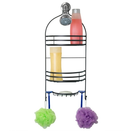 12 Pieces Home Basics 2 Tier Shower Caddy, Espresso - Shower Accessories