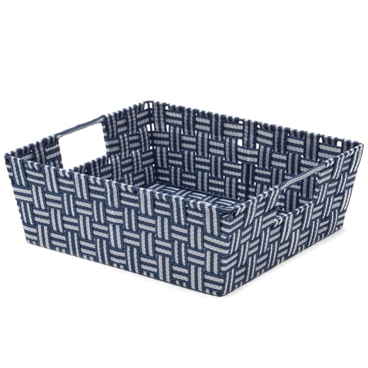 6 Pieces Home Basics Striped Large Woven Strap Open Bin, Blue - Storage & Organization