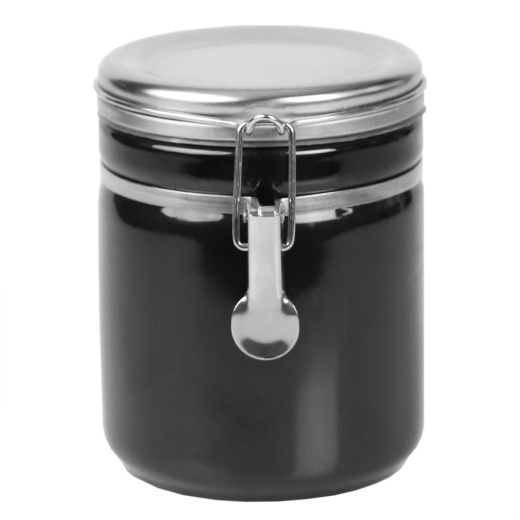 8 Pieces Home Basics 33 Oz. Canister With Stainless Steel Top, Black - Storage & Organization
