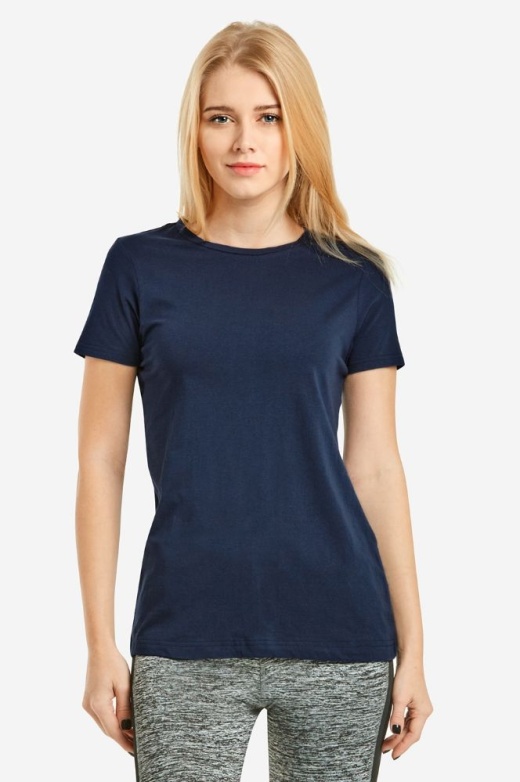 24 Pieces Ladies Classic Fit Crew Neck T-Shirt In Navy - Women's T-Shirts