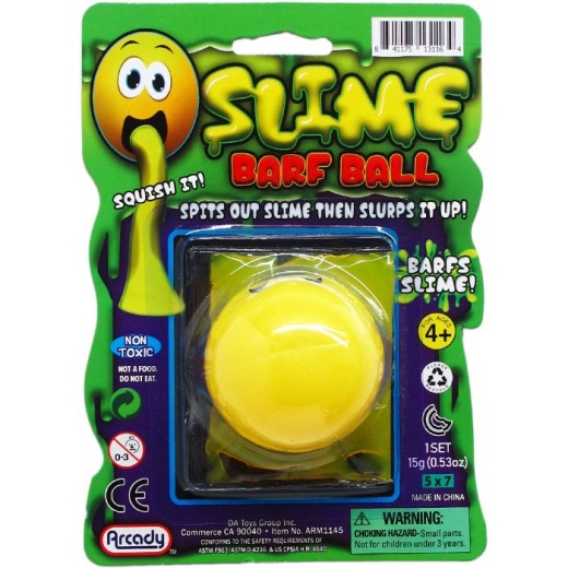 72 Pieces 2" Slime Barf Ball On Blister Card, 6 Assorted Colors - Slime & Squishees