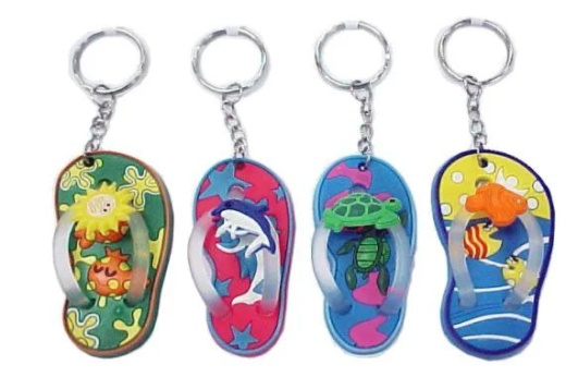 72 Pieces Rubber Flip Flop Keychain - Key Chains